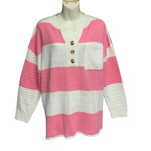 SHEIN size small Pink and White Striped Women's lightweight Sweater